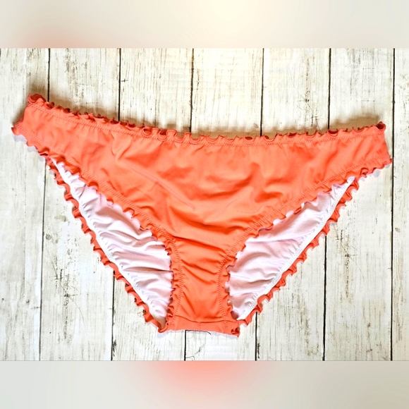 NEW Shade & Shore Swim Bikini Ombre Top & Ruched Bottoms Orange Cream Tie String - Picture 4 of 13
